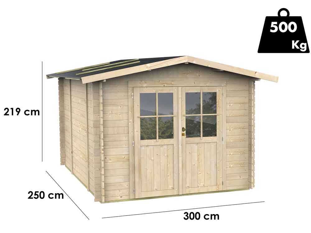 alce opera 300x250 abri de jardin à bois avec fenêtres et porte à double battant 300x250x219 cm Alce Opera 300x250 - Abri de jardin à bois - Avec fenêtres et porte à double battant - 300x250x219 cm