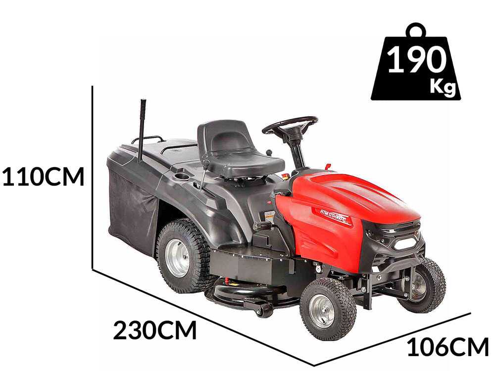 geotech rtm 170 960 c tracteur tondeuse boîte mécanique bac de ramassage GeoTech RTM 170-960 C - Tracteur tondeuse - Boîte mécanique - Bac de ramassage