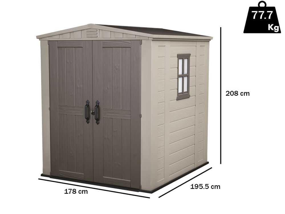 keter factor beige abri de jardin avec fenêtre latérale 178x195.5x208 cm Keter Factor beige - Abri de jardin - Avec fenêtre latérale - 178x195.5x208 cm