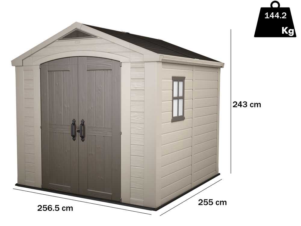keter factor beige abri de jardin avec fenêtre latérale 256.5x255x243 cm Keter Factor beige - Abri de jardin - Avec fenêtre latérale - 256.5x255x243 cm