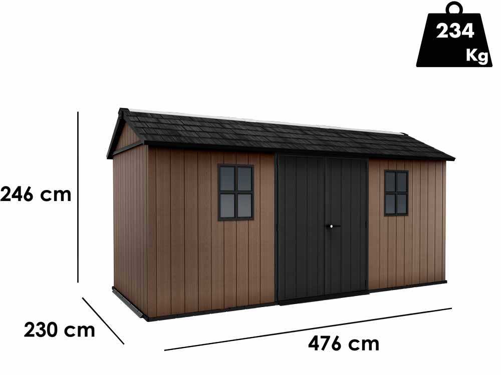 keter newton plus 7515/1575 abri de jardin avec porte à double battant et fenêtres 230 x 476 x 246 cm Keter Newton plus 7515/1575 - Abri de jardin - Avec porte à double battant et fenêtres - 230 x 476 x 246 cm