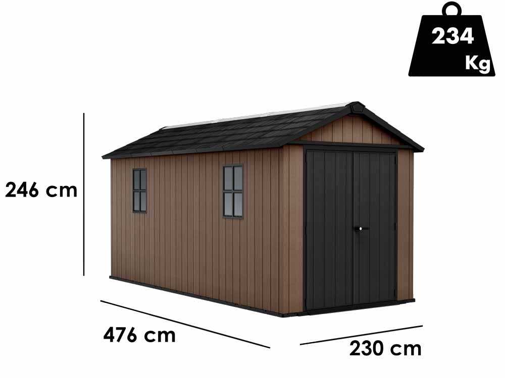 keter newton plus 7515/1575 abri de jardin avec porte à double battant et fenêtres 230 x 476 x 246 cm Keter Newton plus 7515/1575 - Abri de jardin - Avec porte à double battant et fenêtres - 230 x 476 x 246 cm