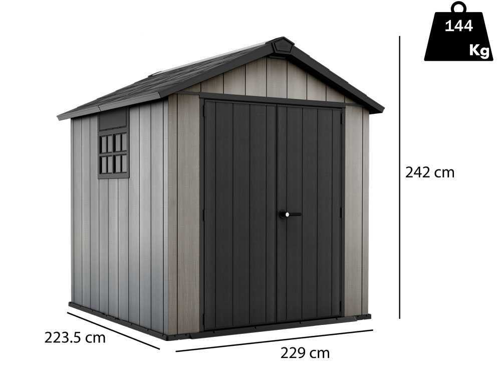 keter oakland 757 abri de jardin avec porte à double battant et fenêtre 229x223.5x242 cm Keter Oakland 757 - Abri de jardin - Avec porte à double battant et fenêtre -229x223.5x242 cm