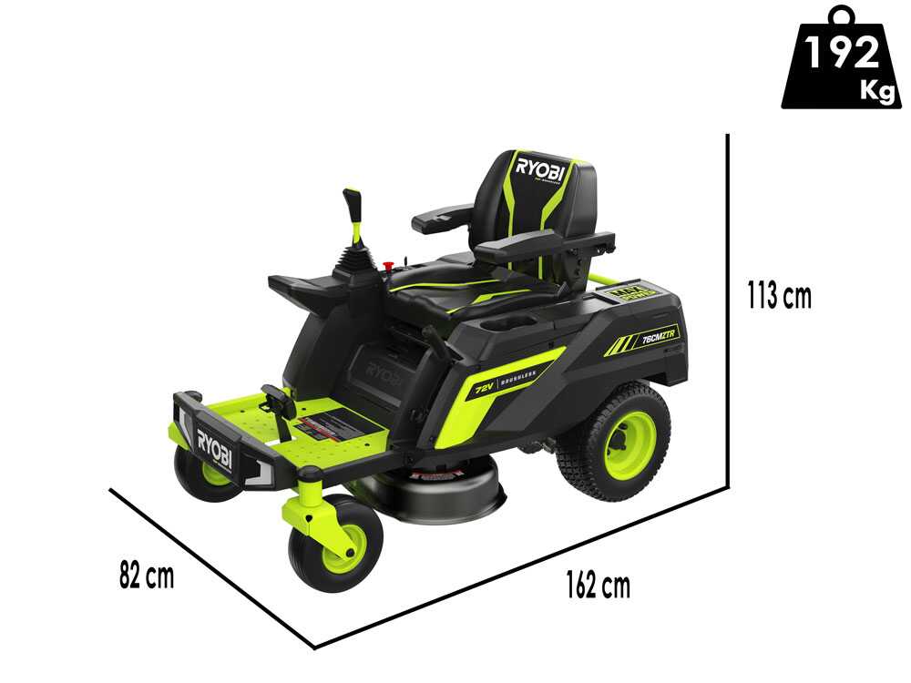 ryobi ztrx76 tondeuse autoportée à batterie et rayon de braquage zéro 72v/20 ah coupe de 76 cm 2en1 Ryobi ZTRX76 - Tondeuse autoportée à batterie et rayon de braquage zéro - 72V/20 Ah coupe de 76 cm - 2en1
