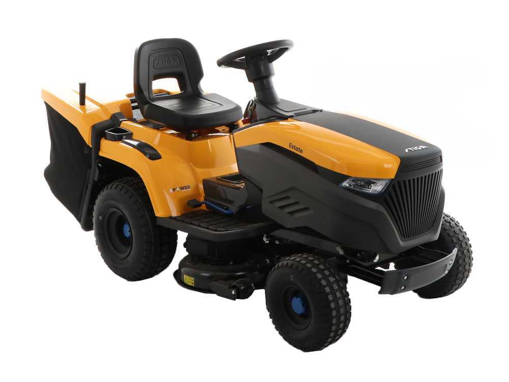 tracteur tondeuse à batterie stiga estate 384e bac de ramassage puissance 48v/30ah Tracteur tondeuse à batterie Stiga Estate 384e - Bac de ramassage - Puissance 48V/30Ah